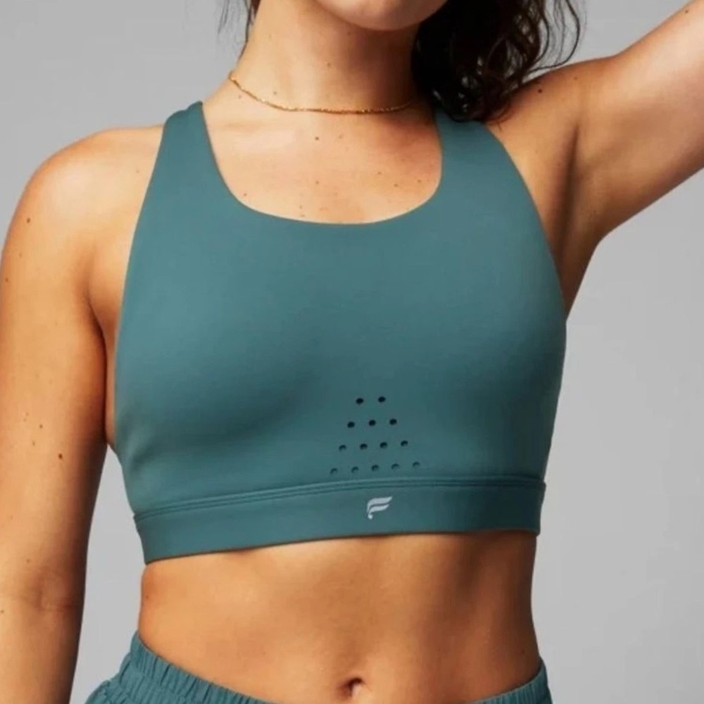 Fabletics Full-Sprint High Impact Sports Bra, Teal Blue, Size